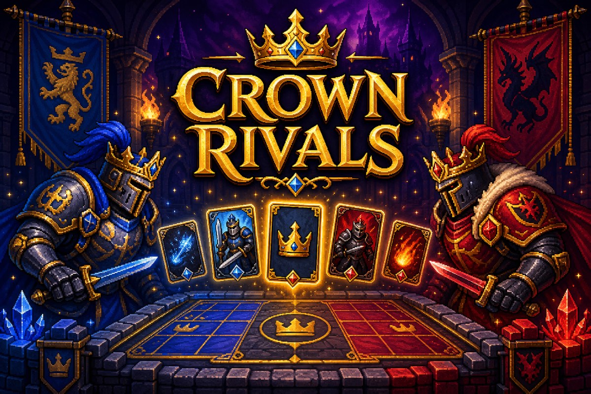 Crown Rivals — duelo de cartas medievais entre facções azul e vermelha